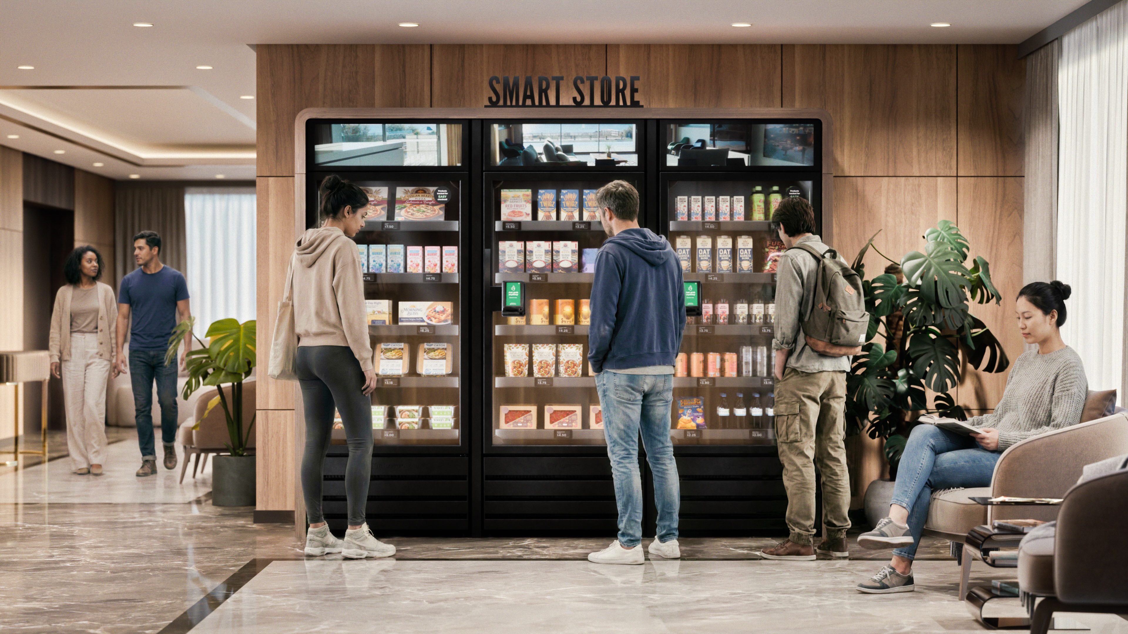 Micromart Smart Store in an upscale apartment lobby